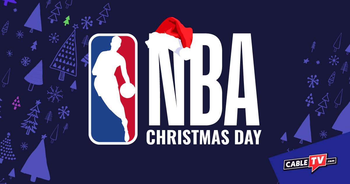 The NBA on Christmas Day logo over a holiday-themed background.