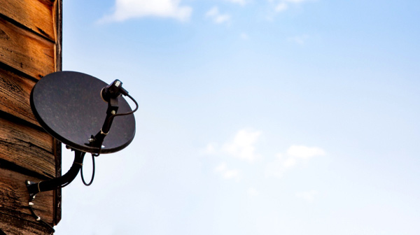 A satellite dish pointing at the sky