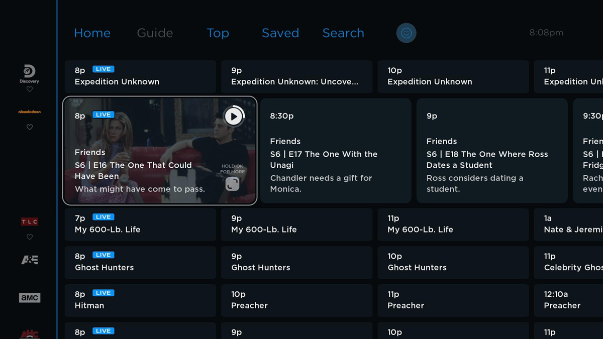 Philo's Channel Guide screen
