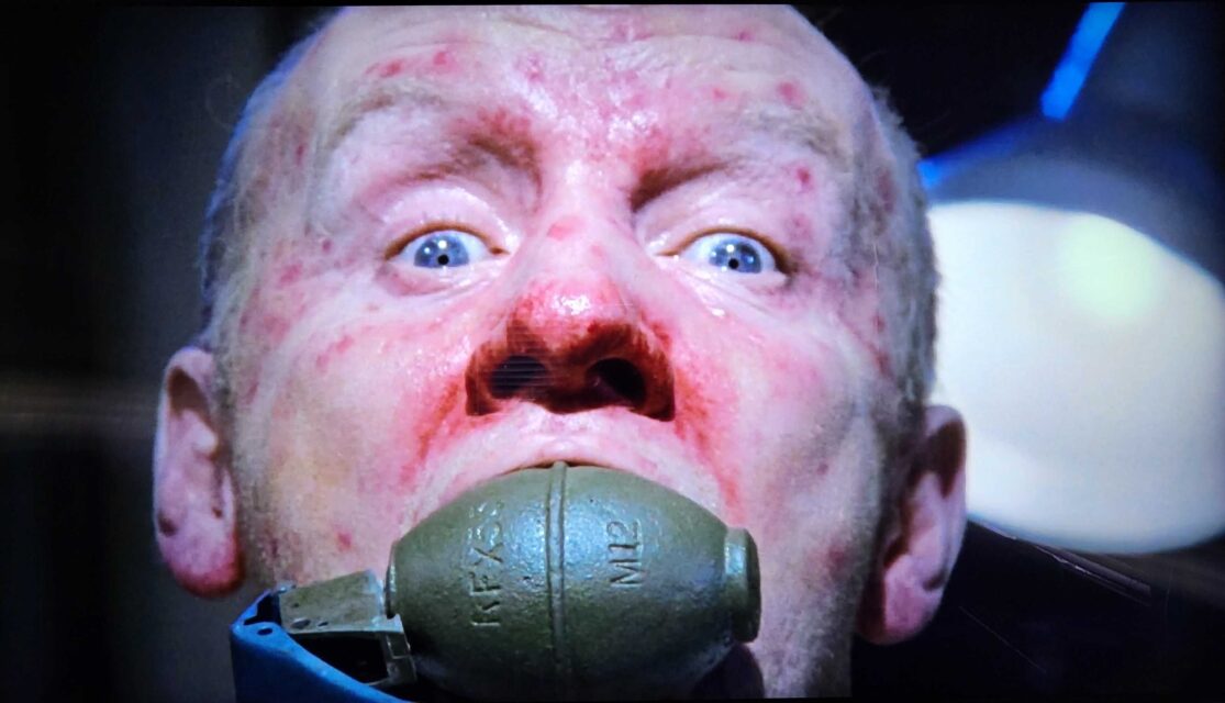 A scene from Evil Ed viewed on a Samsung QN90A smart TV via the Roku Ultra.