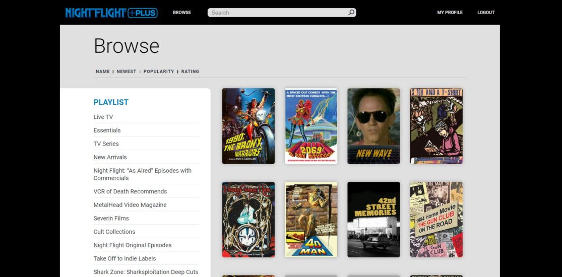 The Night Flight Plus home screen as viewed on a Windows 10 laptop via the Google Chrome browser