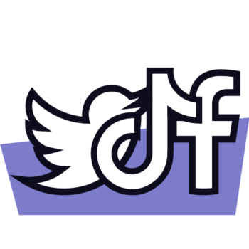 X, Facebook, and TikTok logos.