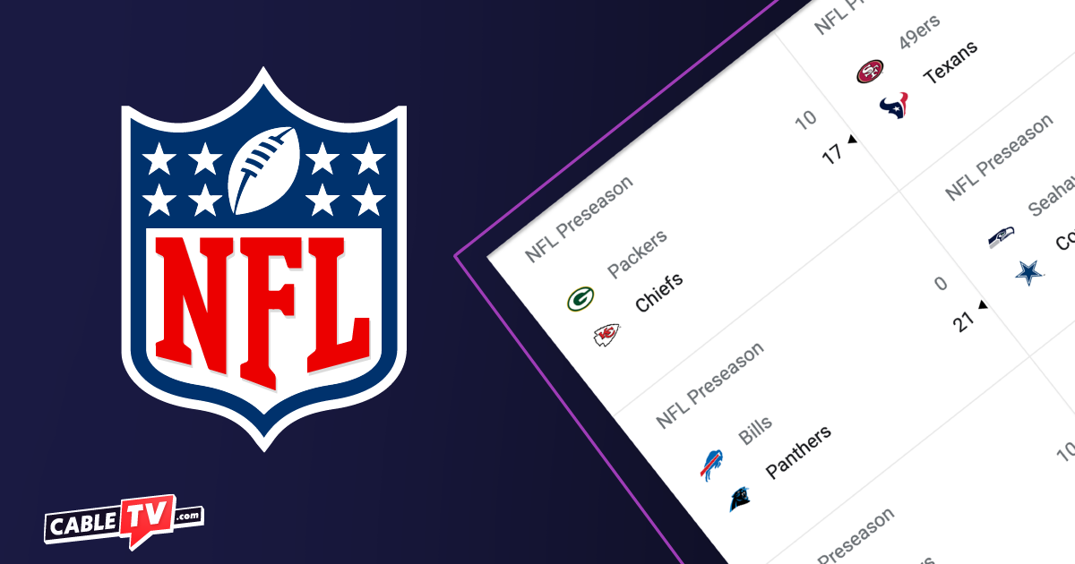 The NFL logo alongside a screenshot of the NFL schedule.