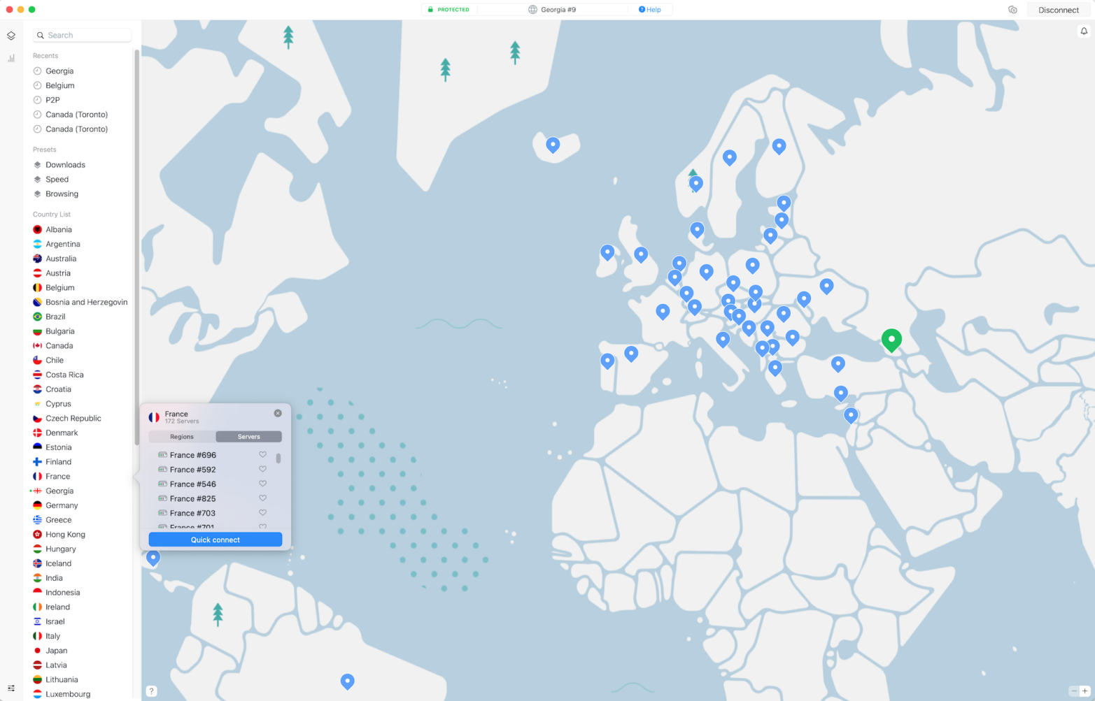 Screenshot of the NordVPN homepage.