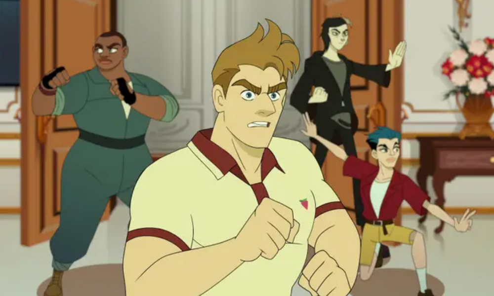 QForce1000x600 A diverse set of four secret agents strike a battle pose at something offscreen.