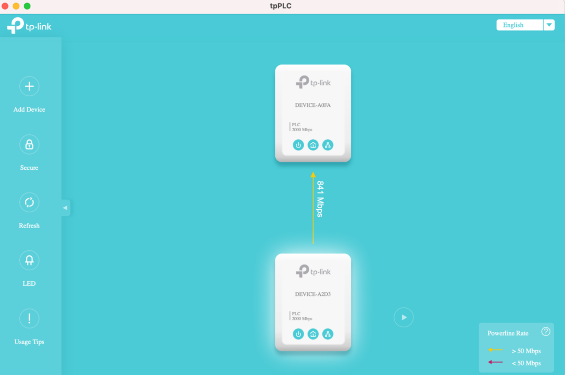 T P Link T P P L C app showing your powerline network to manage adapters