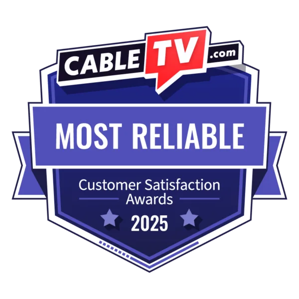 The "Most Reliable" badge from CableTV.com's 2025 Live TV Streaming Customer Satisfaction Awards survey.