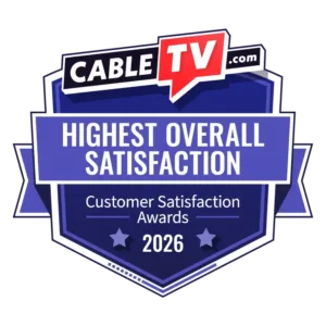 Badge declaring the 2026 CableTV.com Customer Satisfaction Award for Highest Overall Satisfaction