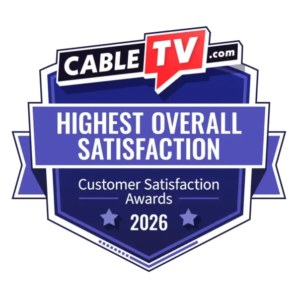 Badge declaring the 2026 CableTV.com Customer Satisfaction Award for Highest Overall Satisfaction