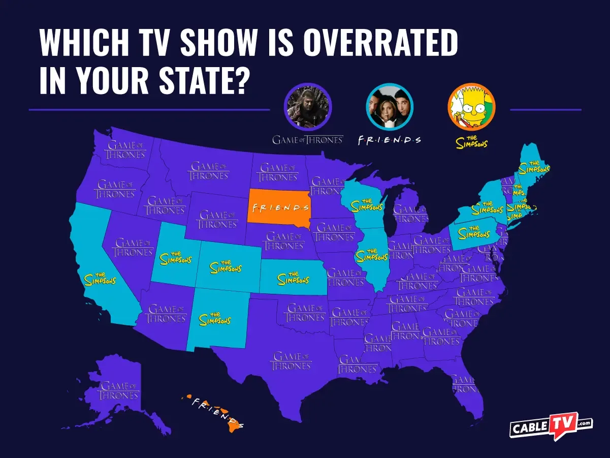 CTV-Most Iconic TV shows_Map Game of Thrones leads the map for overrated show with The Simpsons in the second most states