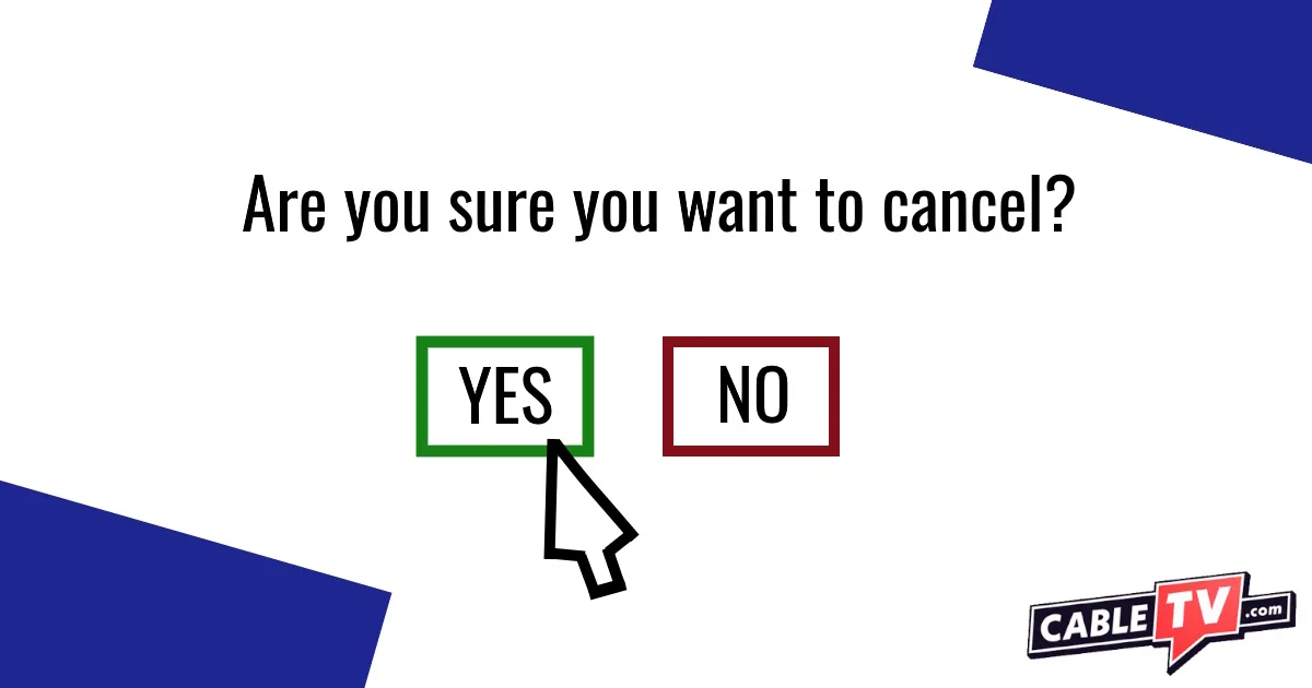 Message asking "Are you sure you want to cancel" above a mouse pointer on a "YES" button with a green outline with a "NO" button with a red outline to the right.