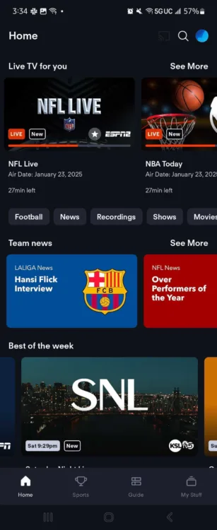 Fubo home page - Best Live TV Streaming Services A screenshot of the Fubo home page shows scheduled programming.