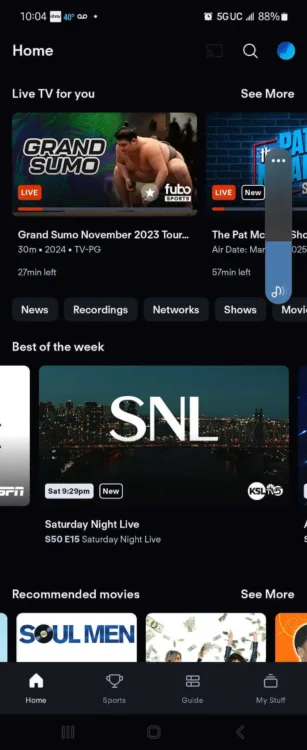 Screenshot of the Fubo home page, as viewed on a smartphone.