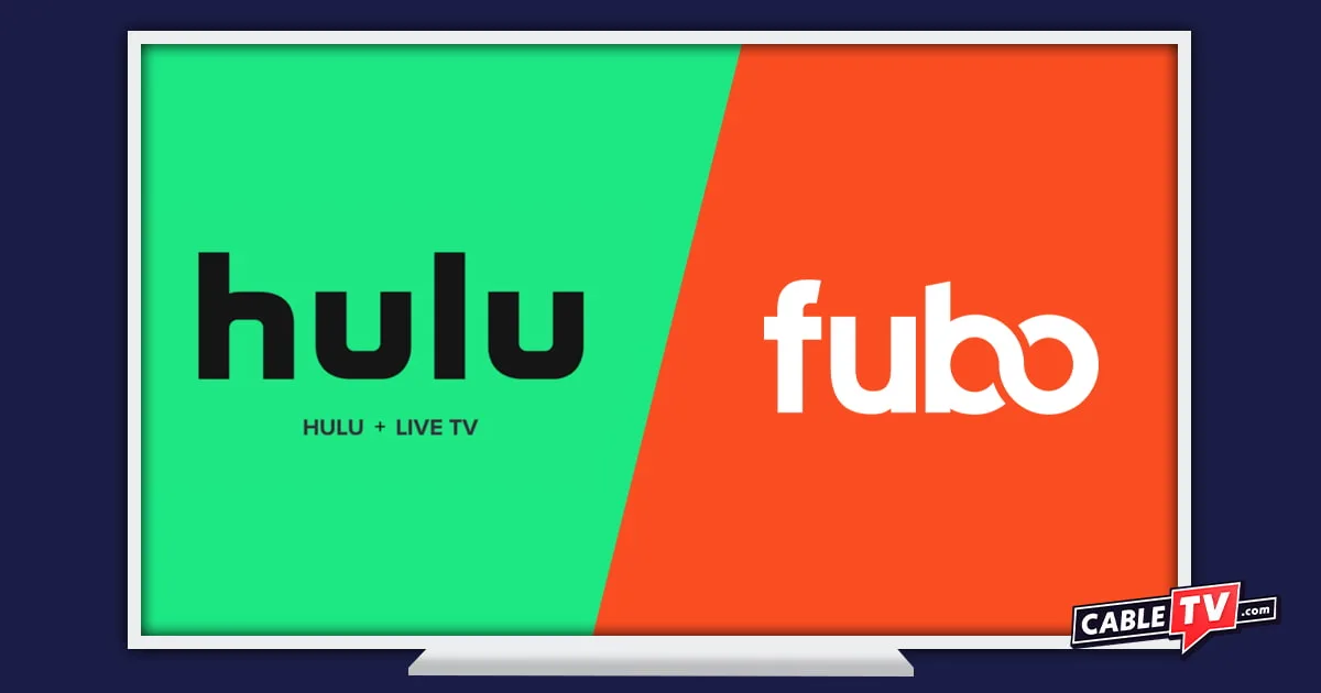 Hulu and Fubo logos on a TV graphic.