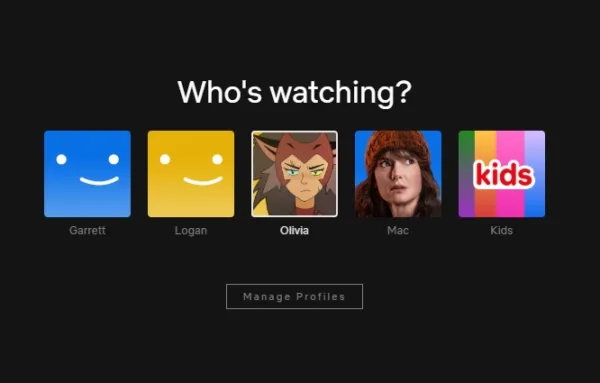 Screenshot of Netflix’s profile selection.