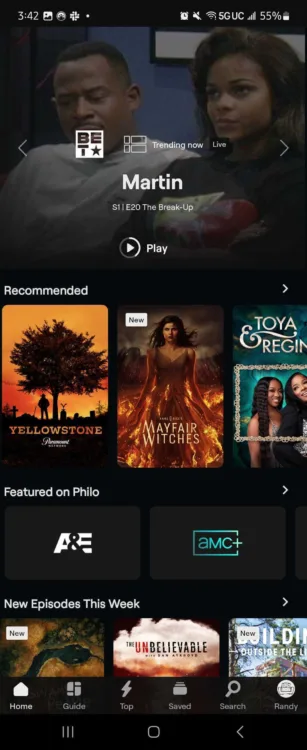 Philo home page - Best Live TV Streaming Services A screenshot of the Philo home page shows scheduled programming.