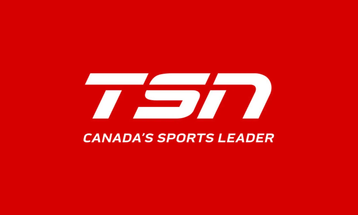 The TSN logo on a crimson background.