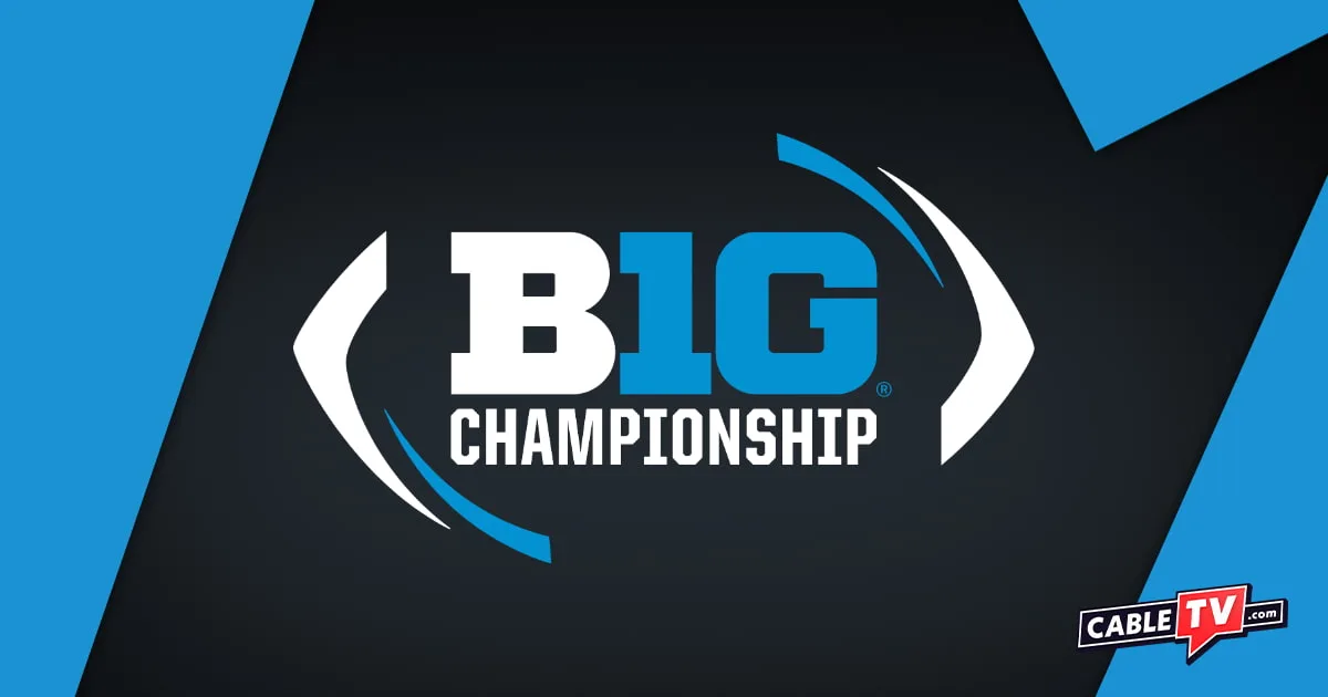 The Big Ten Football Championship logo on a blue and gray background.